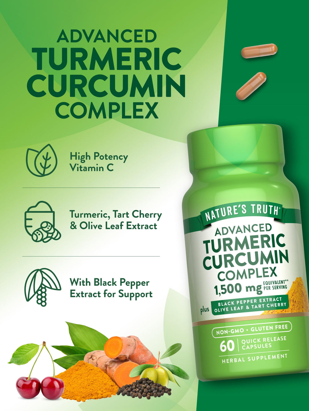 Nature's Truth turmeric curcumin box packaging front view