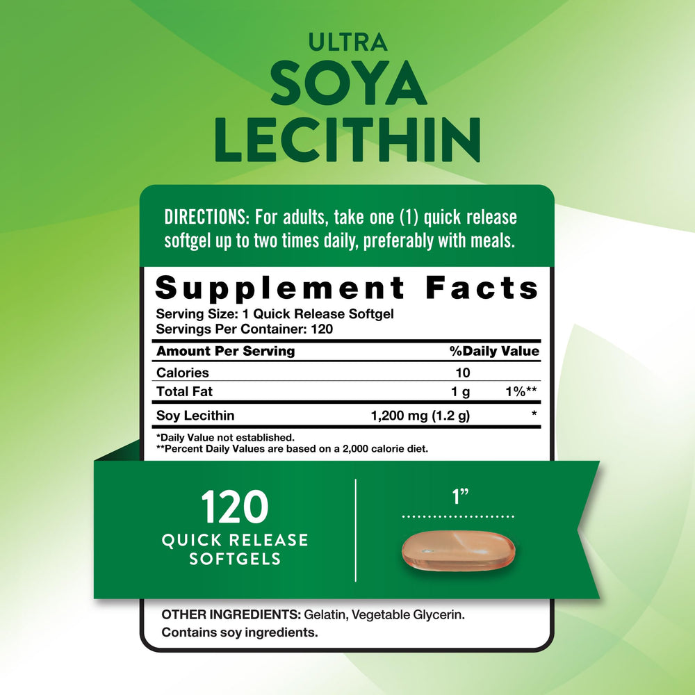 Bottle and claims for Nature's Truth Soy Lecithin 1200 mg