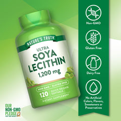 Non-GMO and gluten-free soy lecithin softgels packaging
