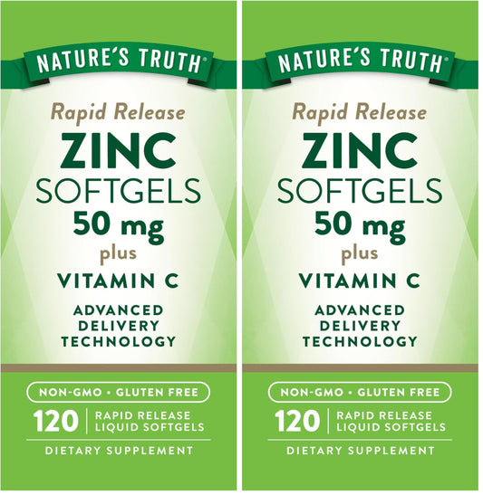 Front view of Nature's Truth Zinc with Vitamin C bottle