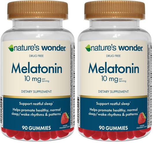 Front view of Nature's Wonder Melatonin Gummies bottle