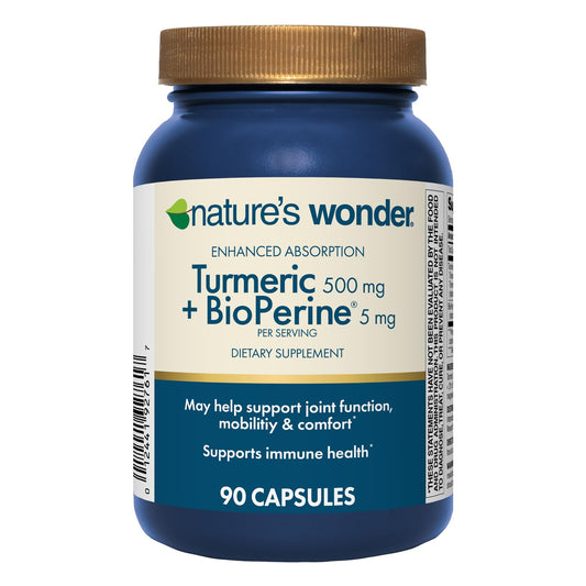 Nature's Wonder Turmeric with BioPerine bottle label