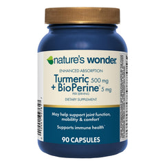 Nature's Wonder Turmeric with BioPerine bottle label