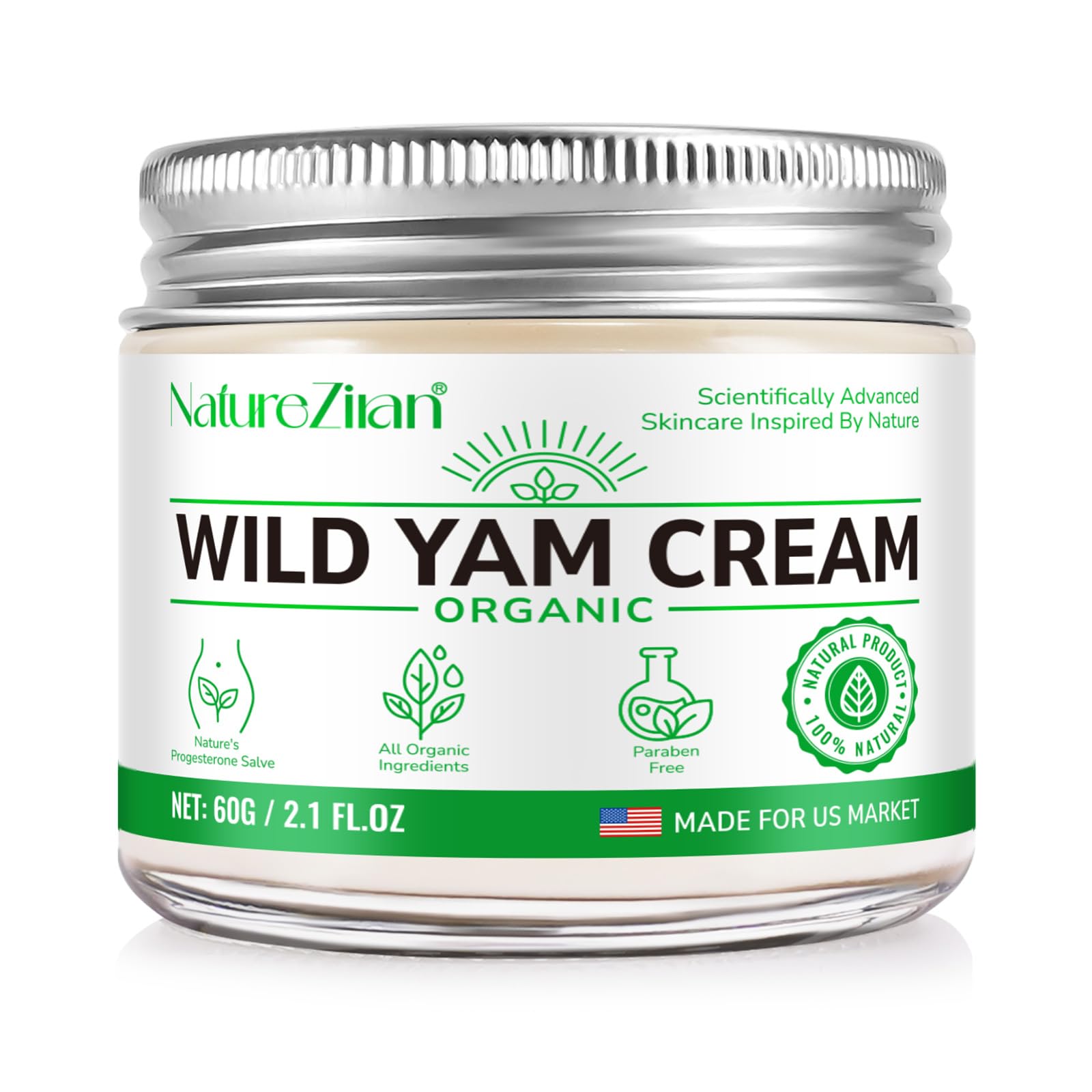 Nature Ziran Wild Yam Cream bottle pour for quick hydration and non-greasy feel.