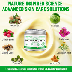 Nature Ziran Wild Yam Cream label emphasizes organic plant extracts for gentle skincare.
