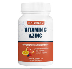 Bottle of Nature4U Vitamin C 1000mg with Zinc