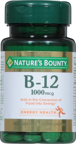 Back label of Nature's Bounty Vitamin B-12 1000 mcg tablets