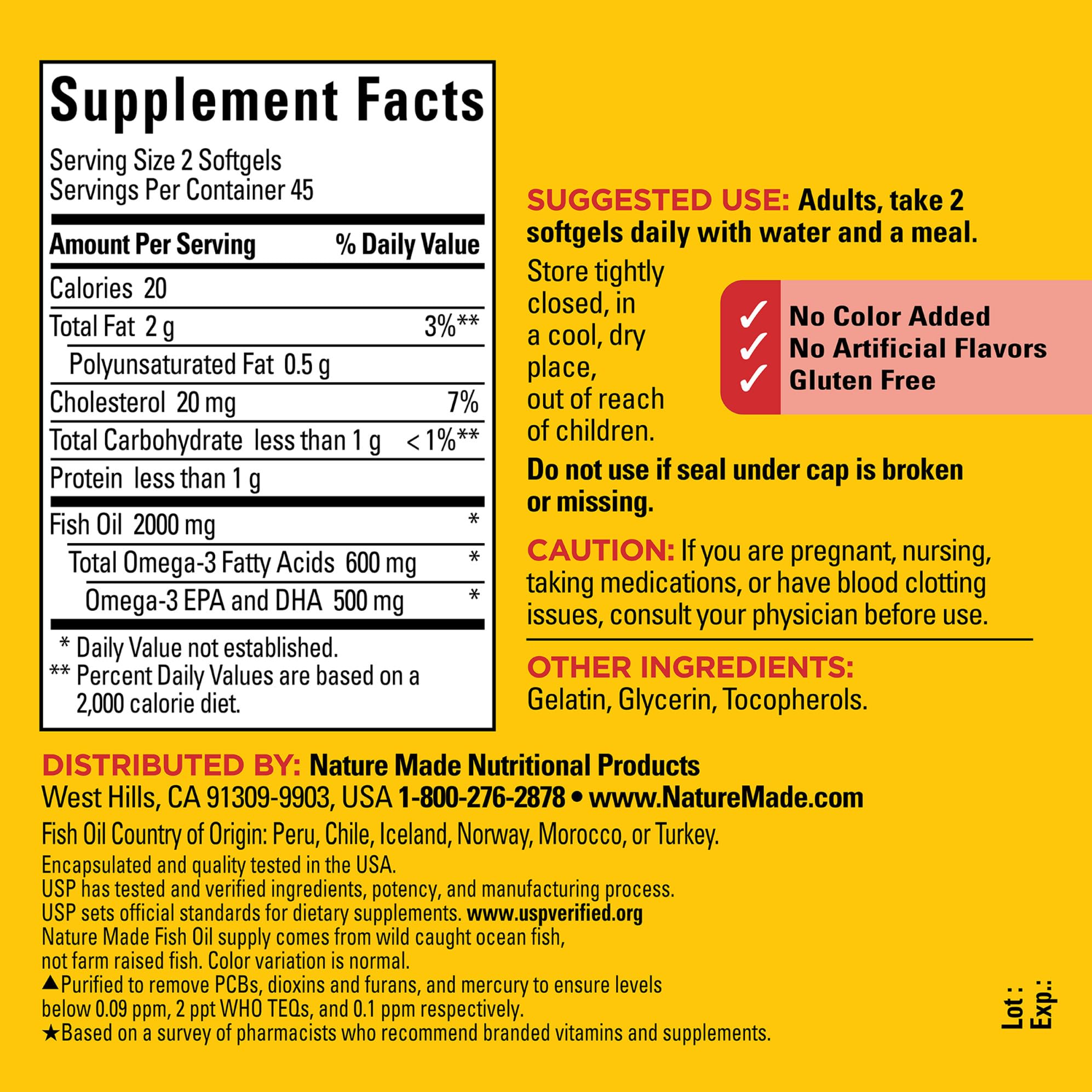 Close-up of Omega-3 per serving 600 mg on label