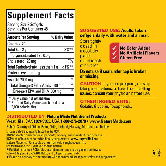 Close-up of Omega-3 per serving 600 mg on label