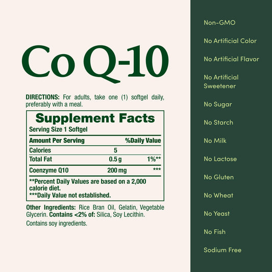 Nature's Bounty CoQ-10 Q-Sorb 200 mg bottle – back panel