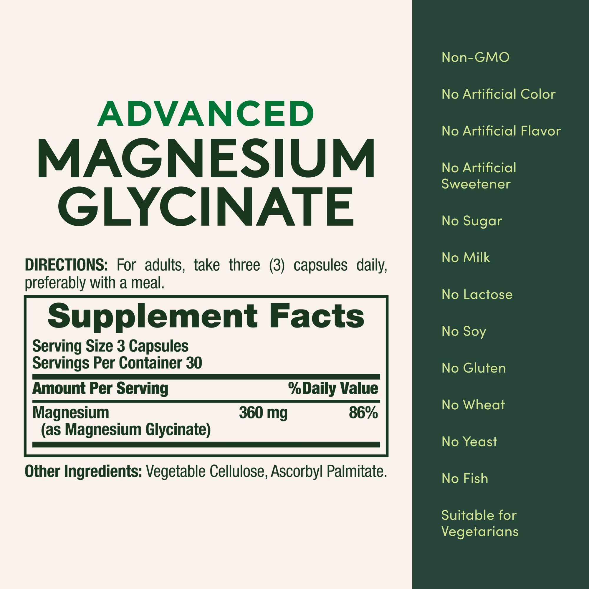 Graphic showing 360 mg magnesium per serving