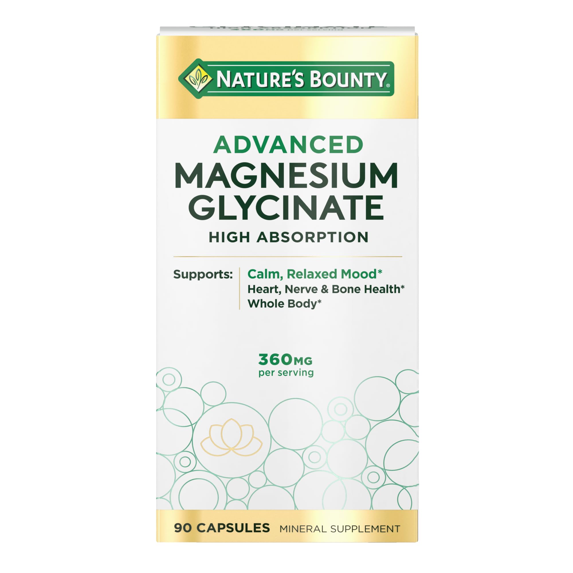 Nature's Bounty Magnesium Glycinate 90 capsules bottle front