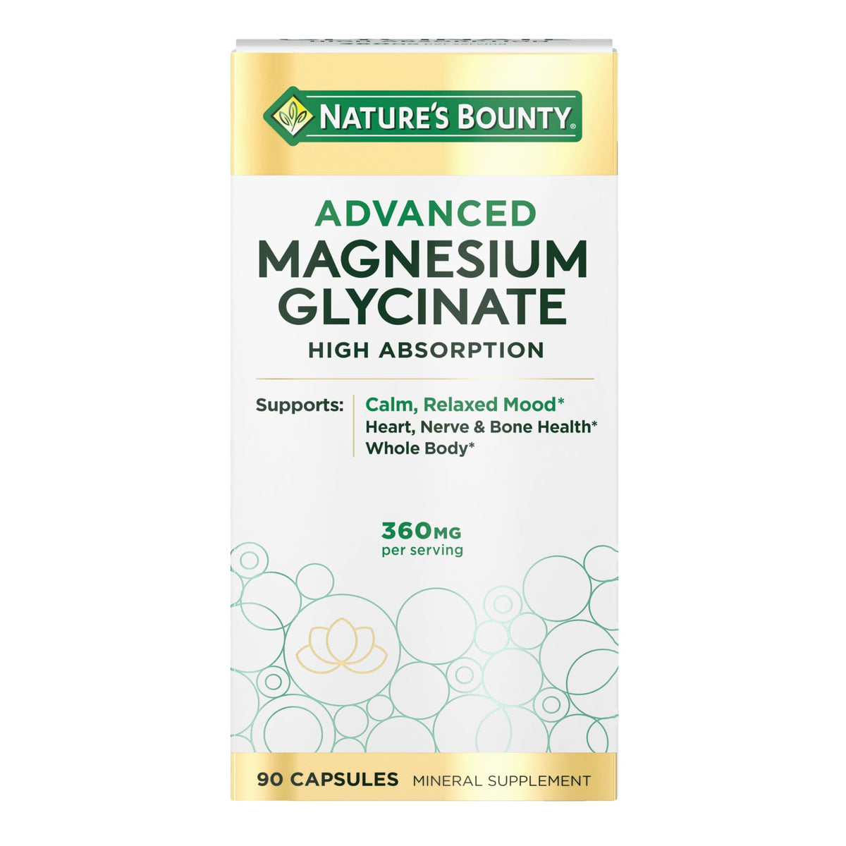 Nature's Bounty Magnesium Glycinate 90 capsules bottle front