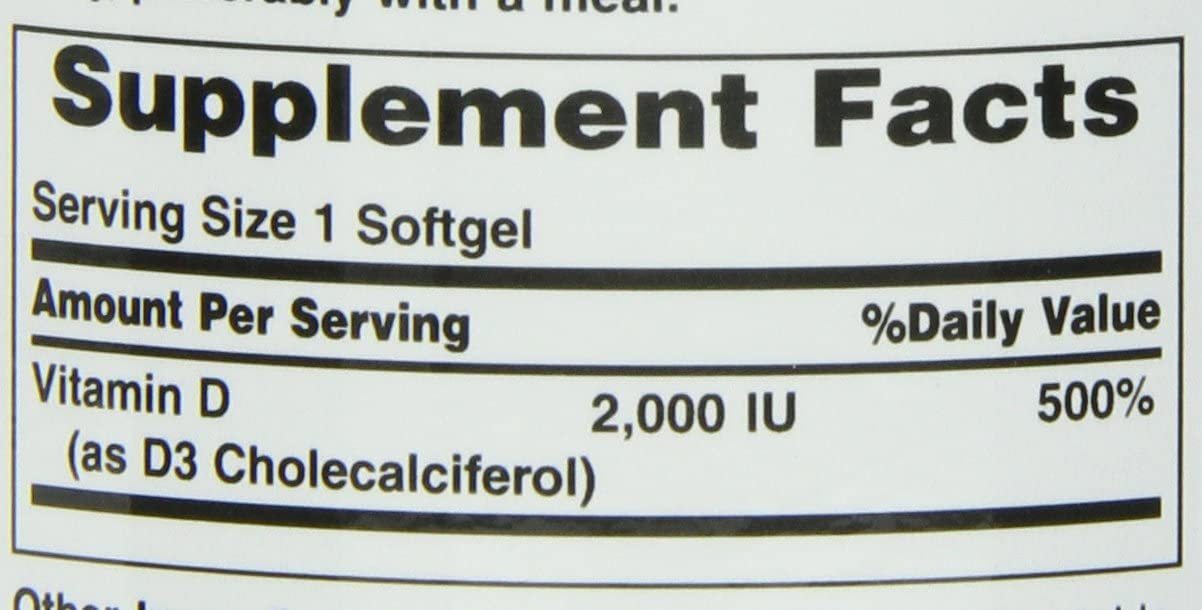 Supplement facts panel on Nature's Bounty bottle