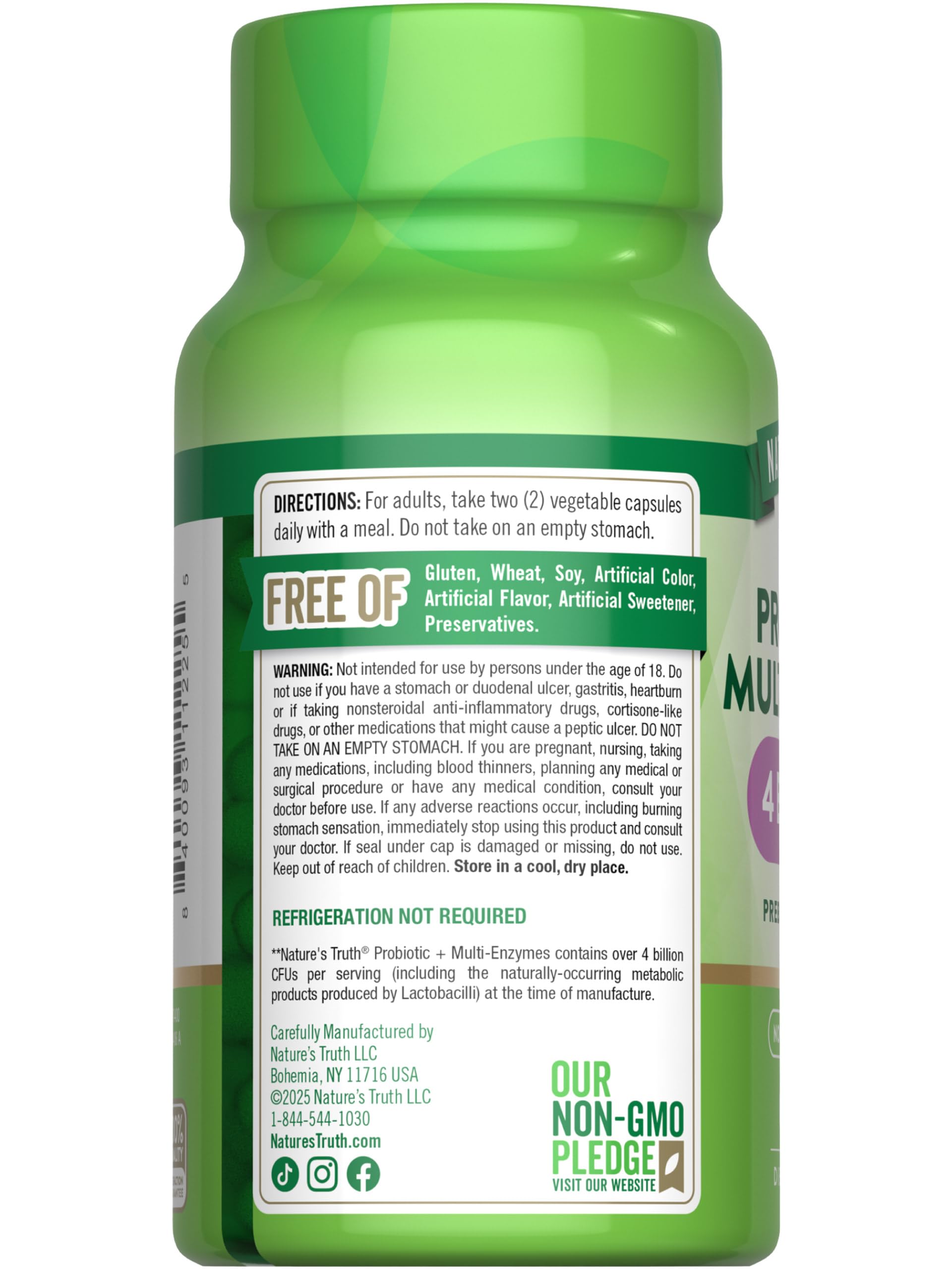 Box and bottle packaging of Nature's Truth Probiotics with Enzymes
