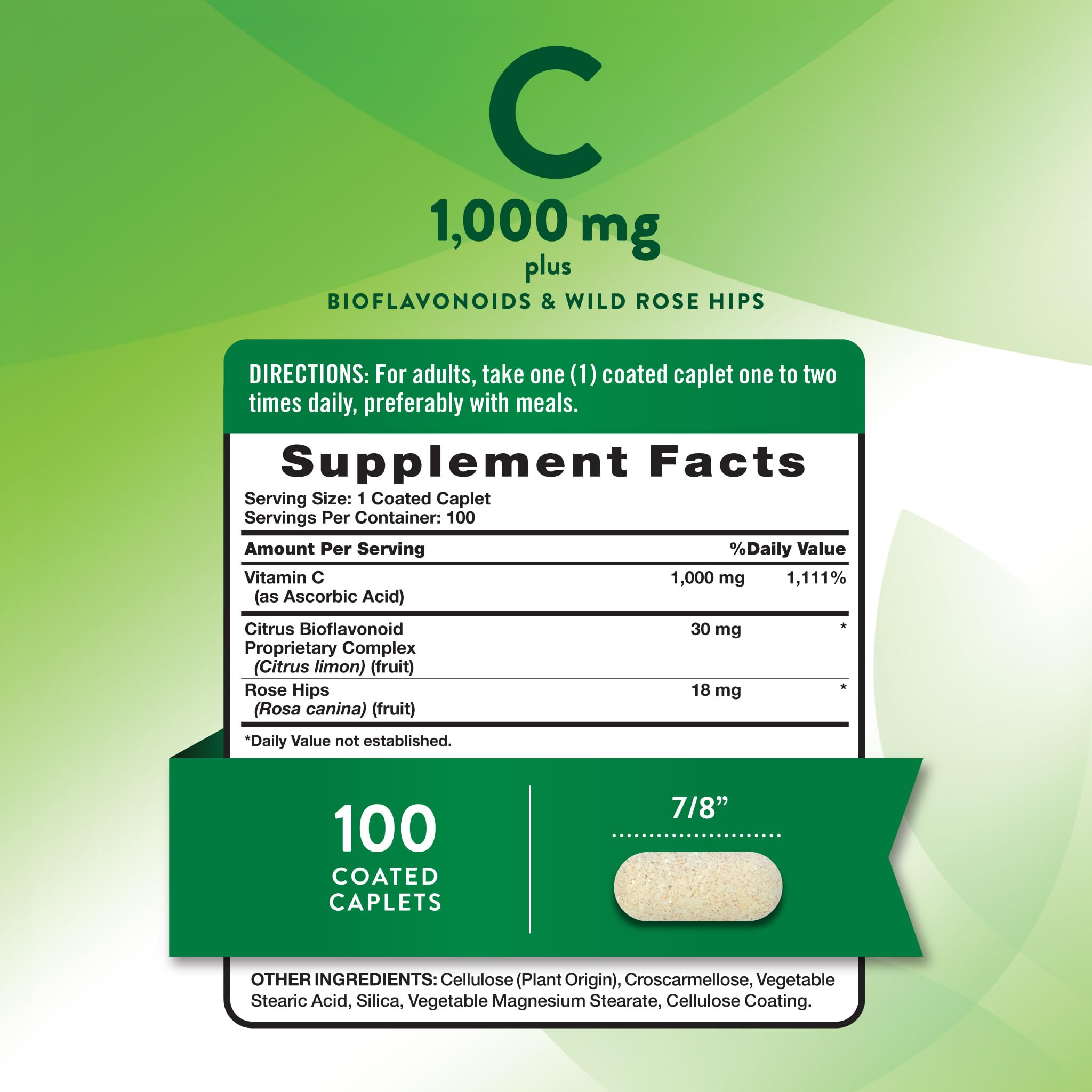 Bottle side view showing vegan, non-GMO, and gluten-free labels