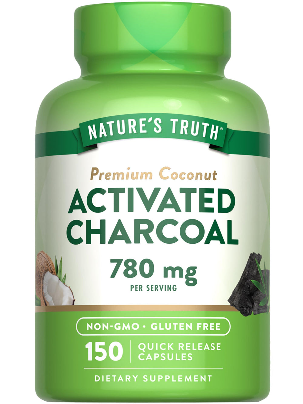 Nature's Truth Activated Charcoal capsules bottle label