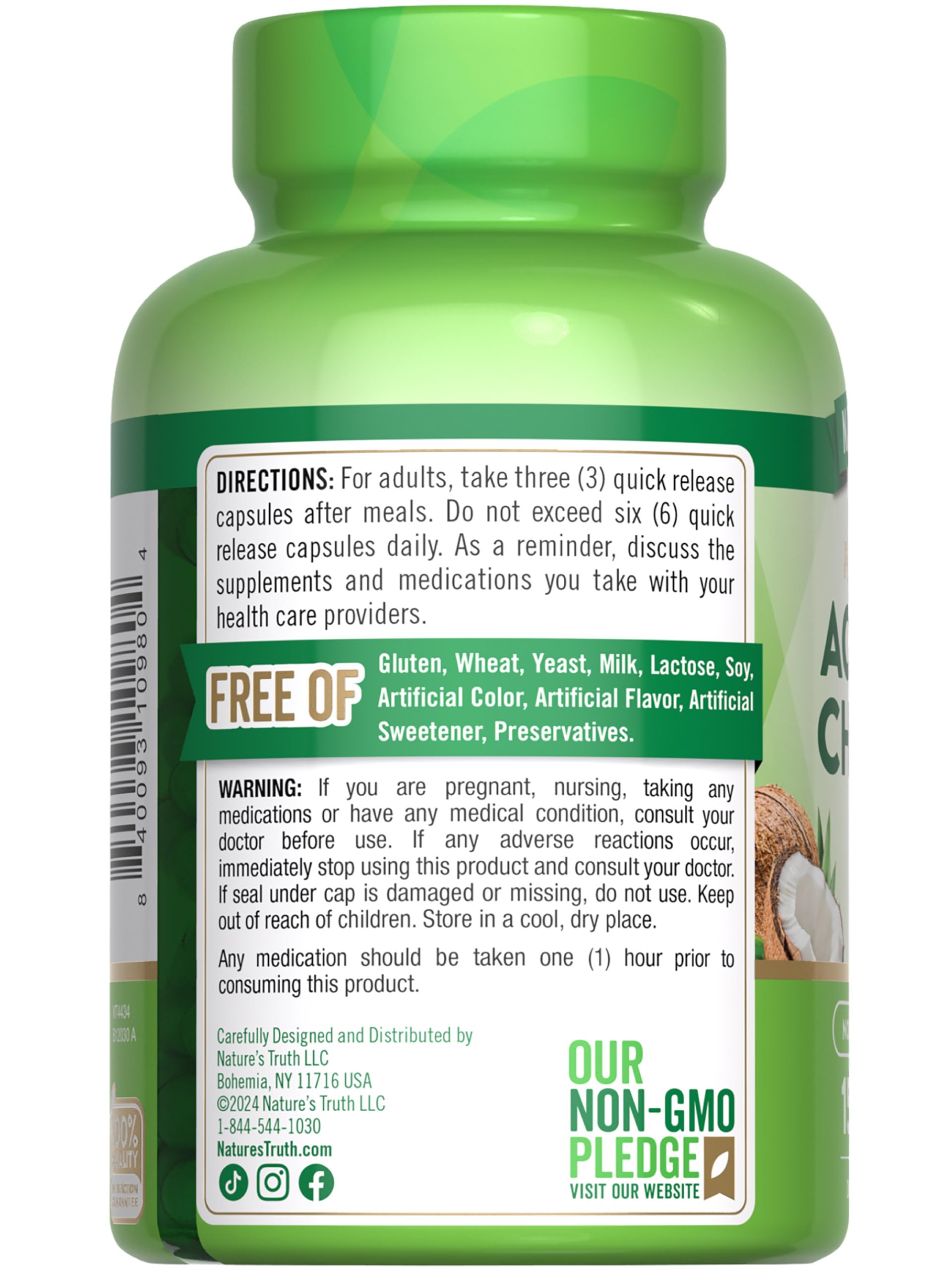 Front view of Nature's Truth Activated Charcoal packaging