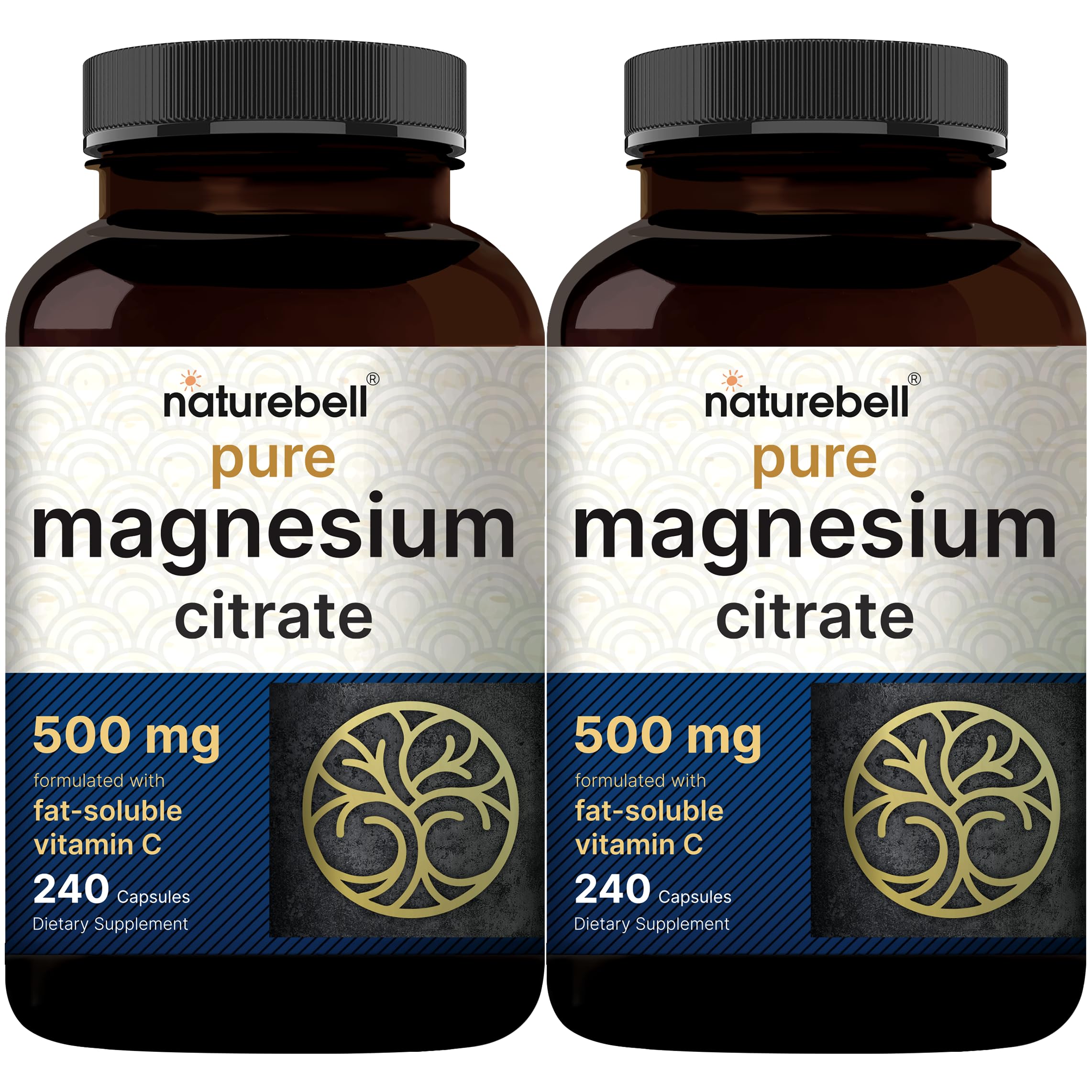 NatureBell 2-pack magnesium citrate bottles on white background