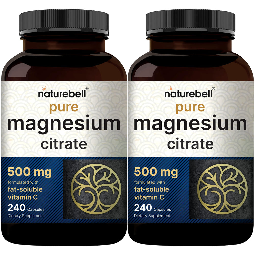 NatureBell 2-pack magnesium citrate bottles on white background