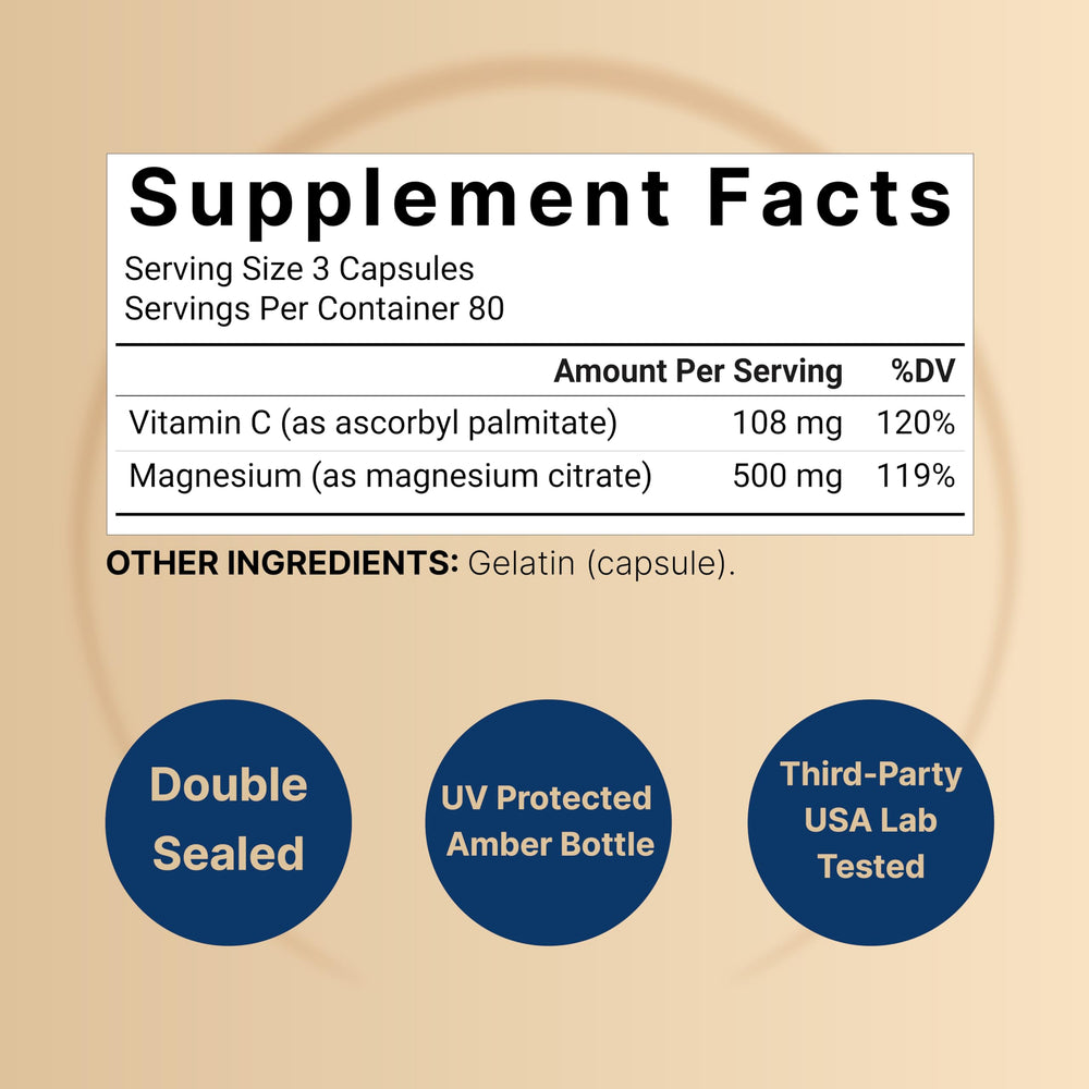 Close-up of magnesium citrate capsules