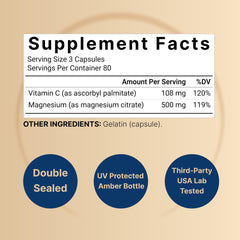 Close-up of magnesium citrate capsules