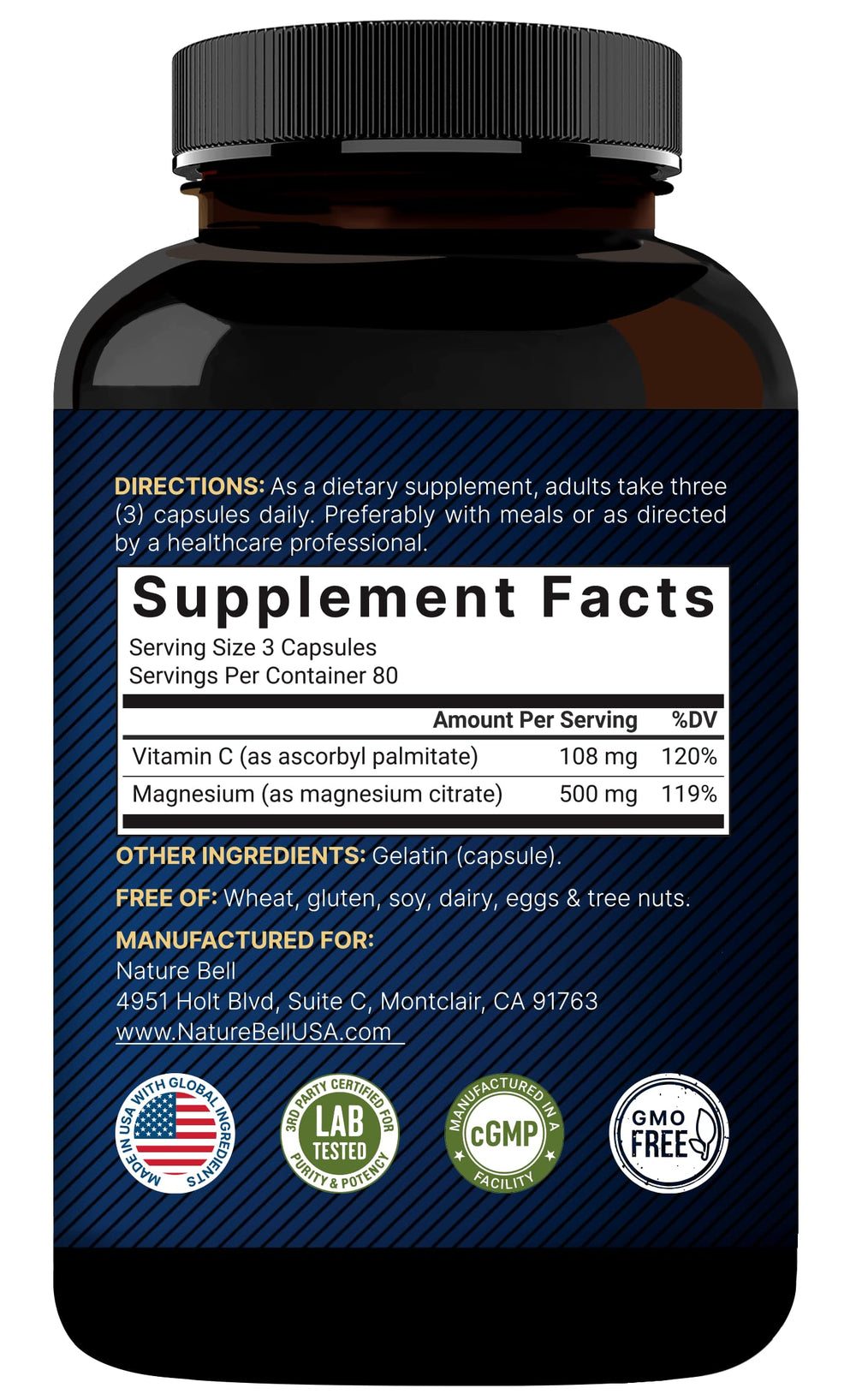 Ingredient list showing no fillers or common allergens