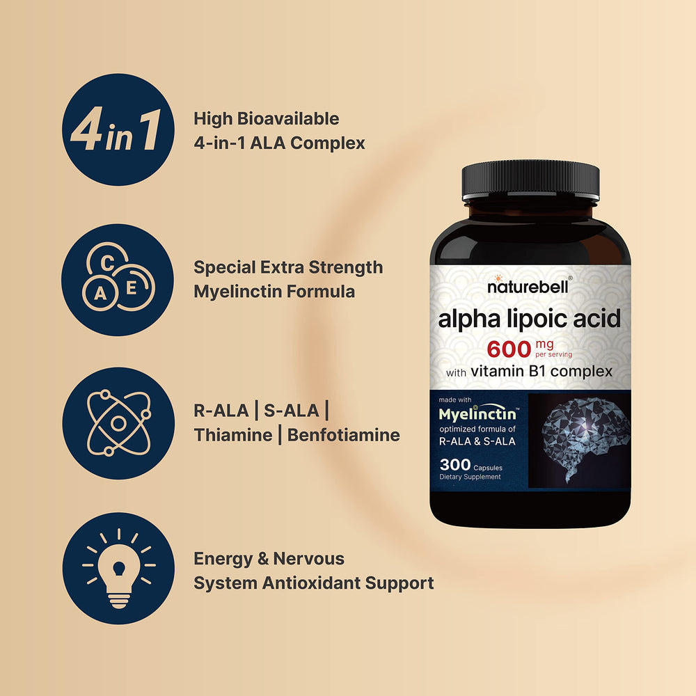 Ingredients highlight R-ALA and S-ALA with thiamine and benfotiamine