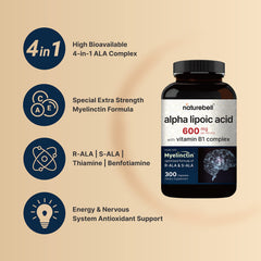 Ingredients highlight R-ALA and S-ALA with thiamine and benfotiamine