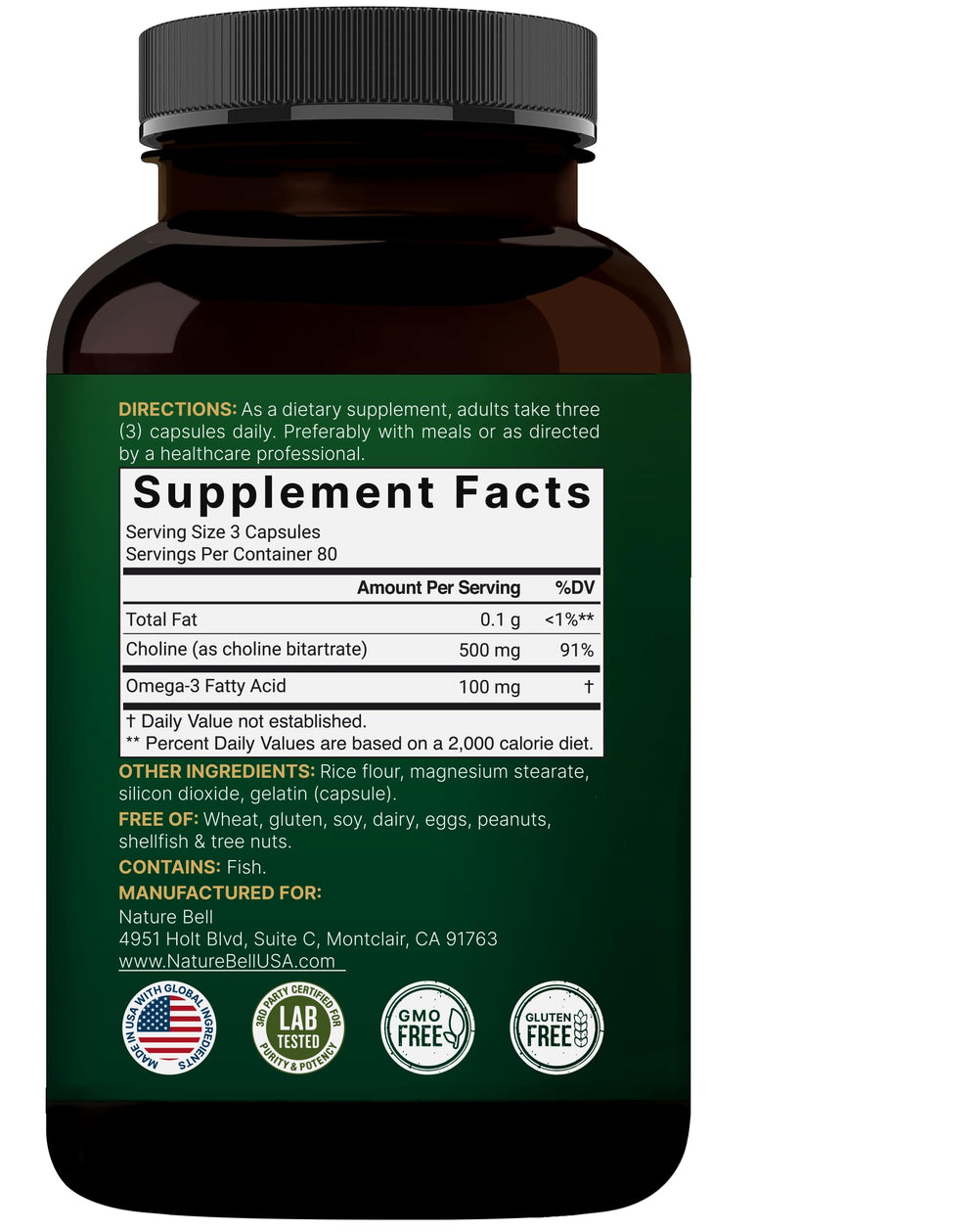 3rd-party lab testing seal on NatureBell packaging