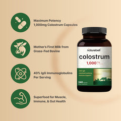 Colostrum ingredients highlighting gluten-free and soy-free attributes