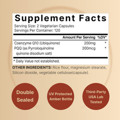 Close-up highlighting CoQ10 and PQQ for heart health and wellness