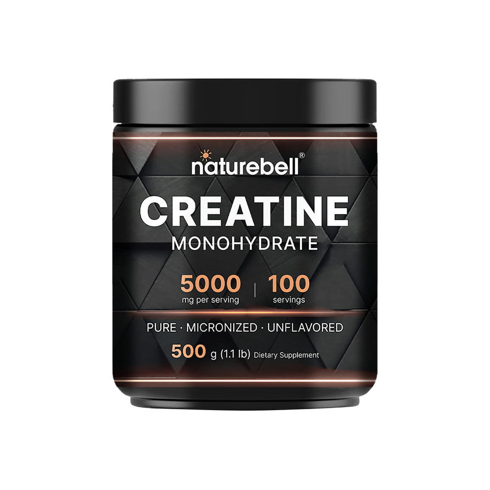 Front view of NatureBell Creatine Monohydrate powder container