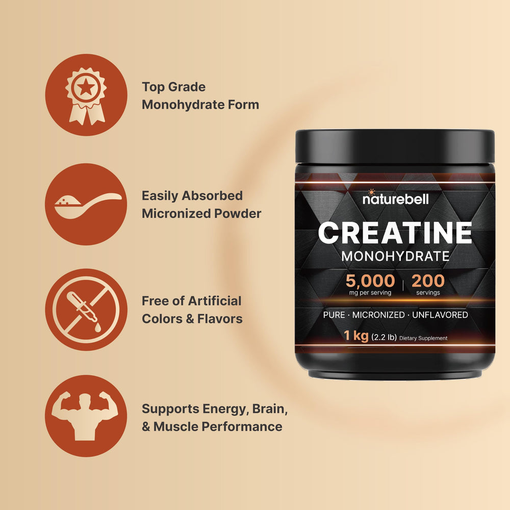 Unflavored creatine monohydrate powder in scoop