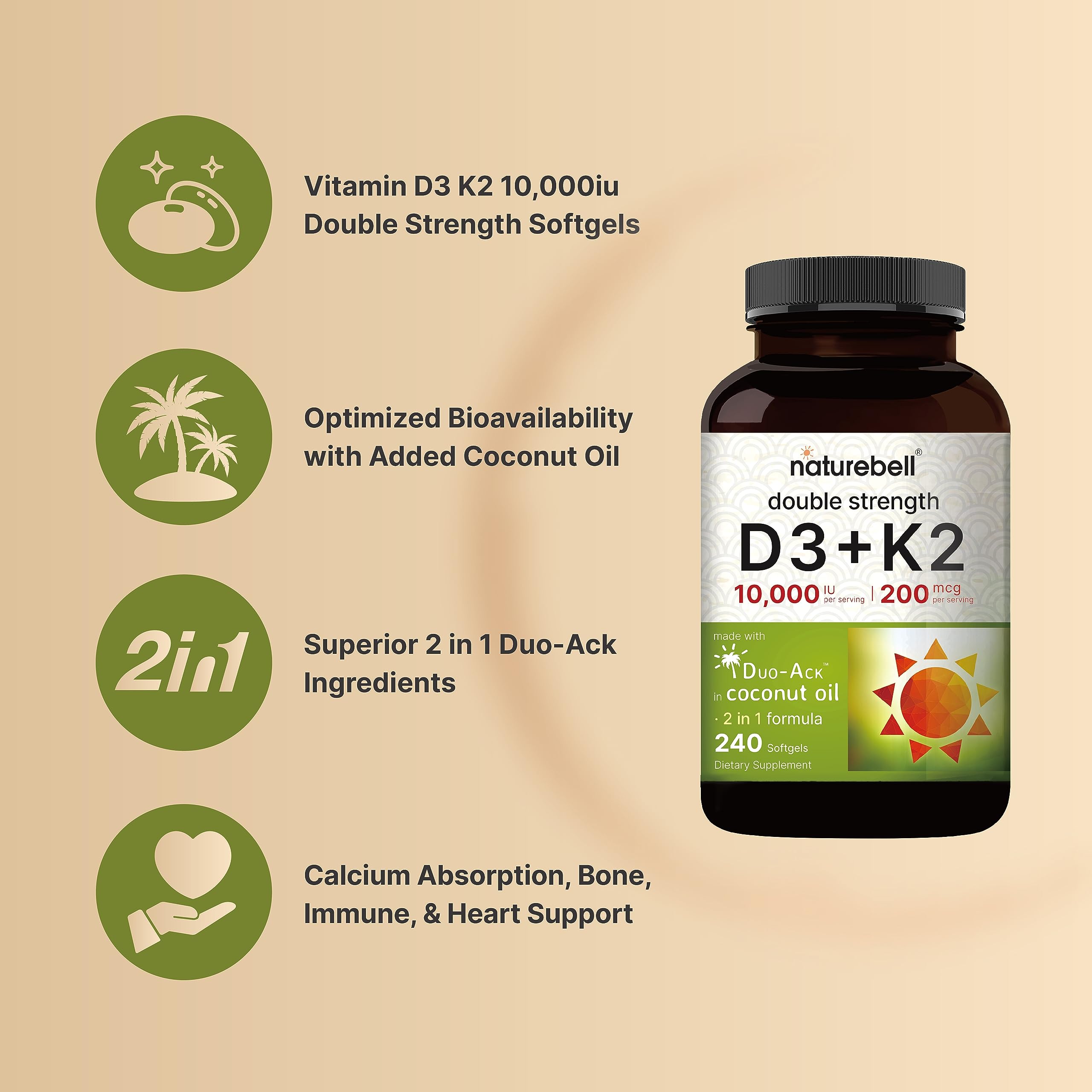 Graphic illustrating Duo-Ack 2-in-1 D3 and K2 with MK-7