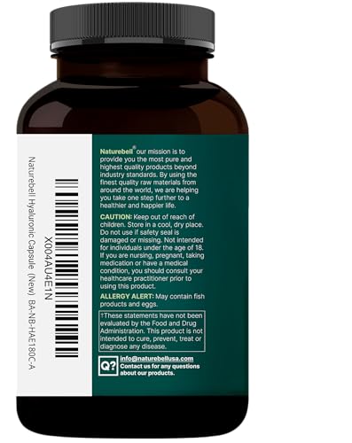Close-up of NatureBell Hyaluronic Acid 2-Pack bottle label