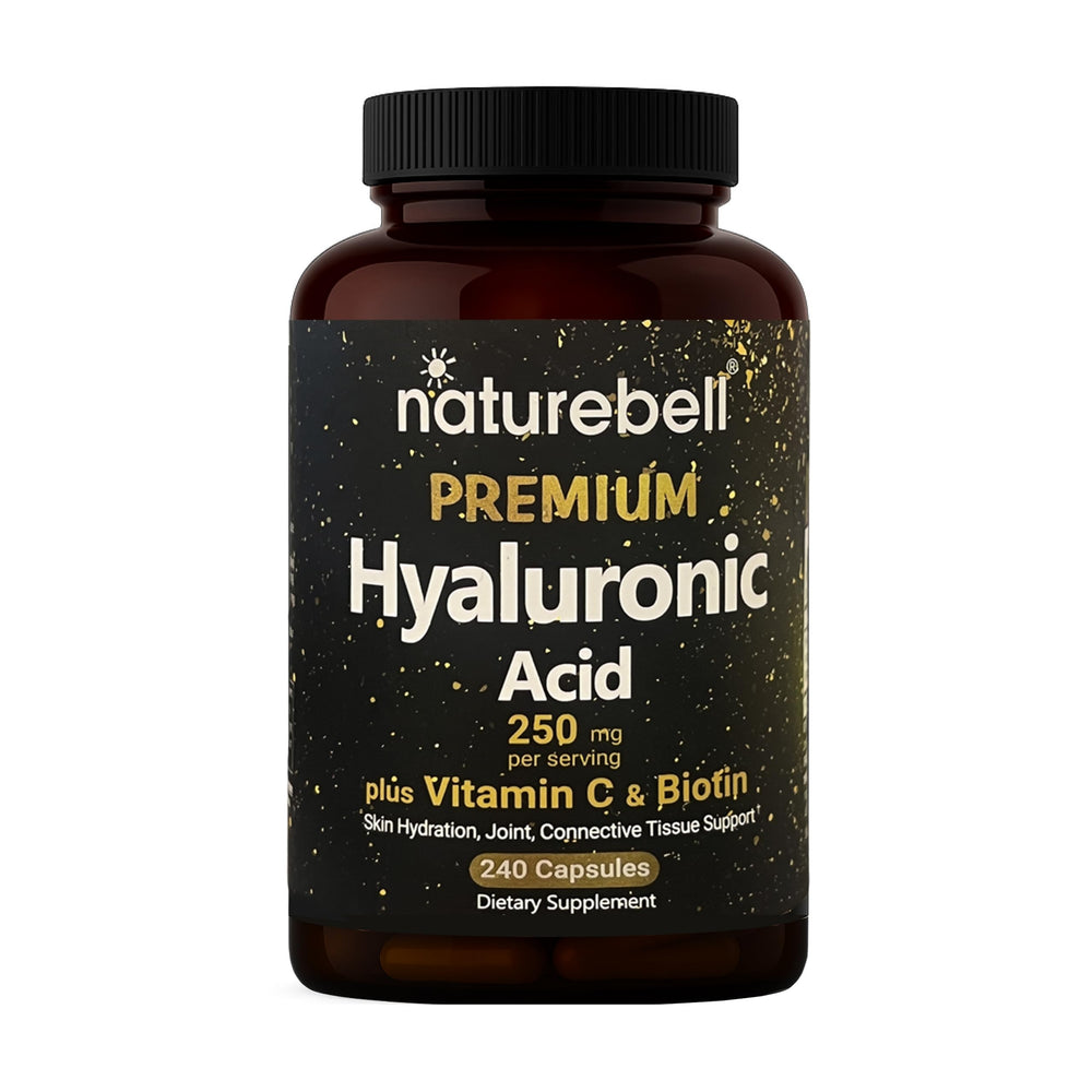 NatureBell Hyaluronic Acid 250mg bottle front view with 240 capsules