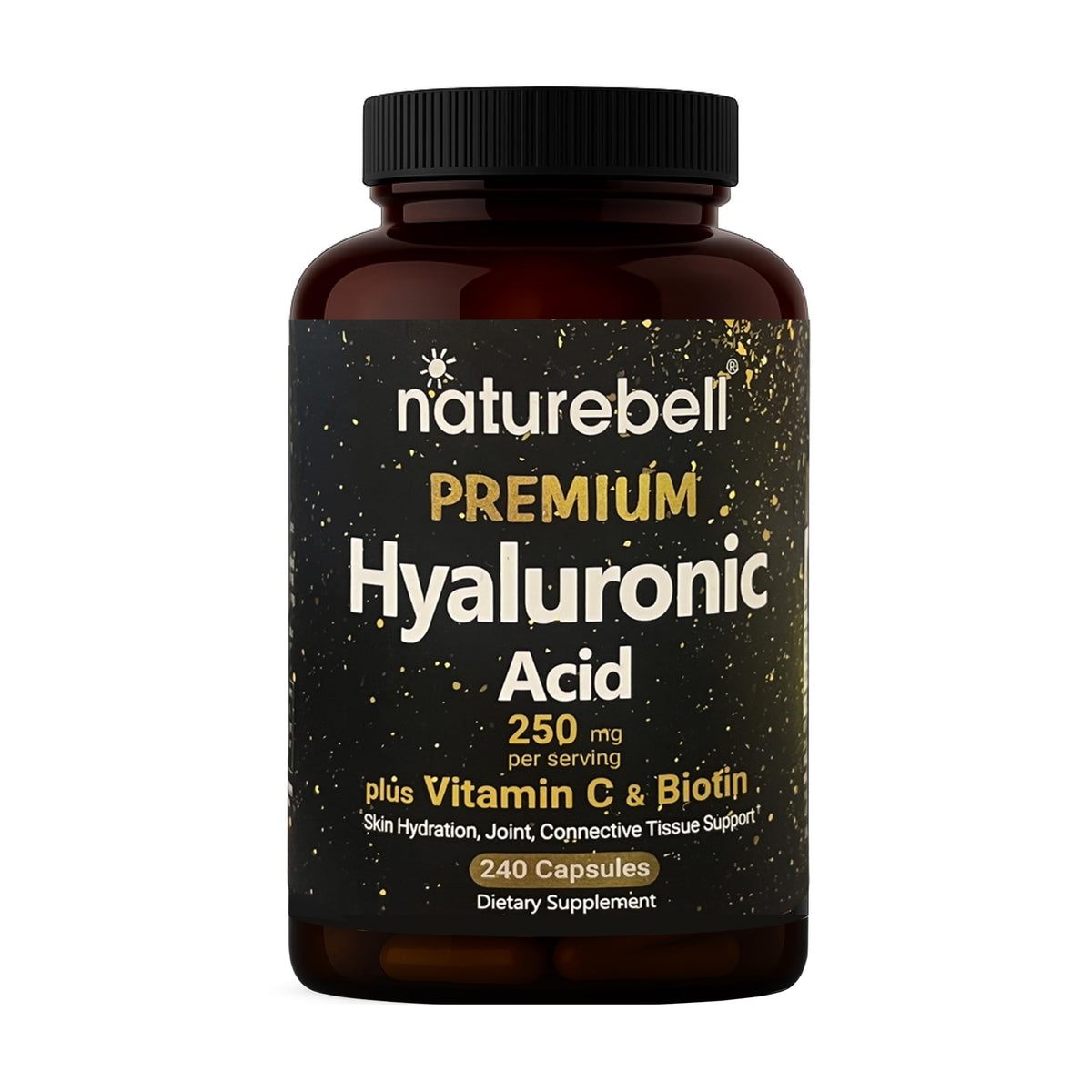 NatureBell Hyaluronic Acid 250mg bottle front view with 240 capsules