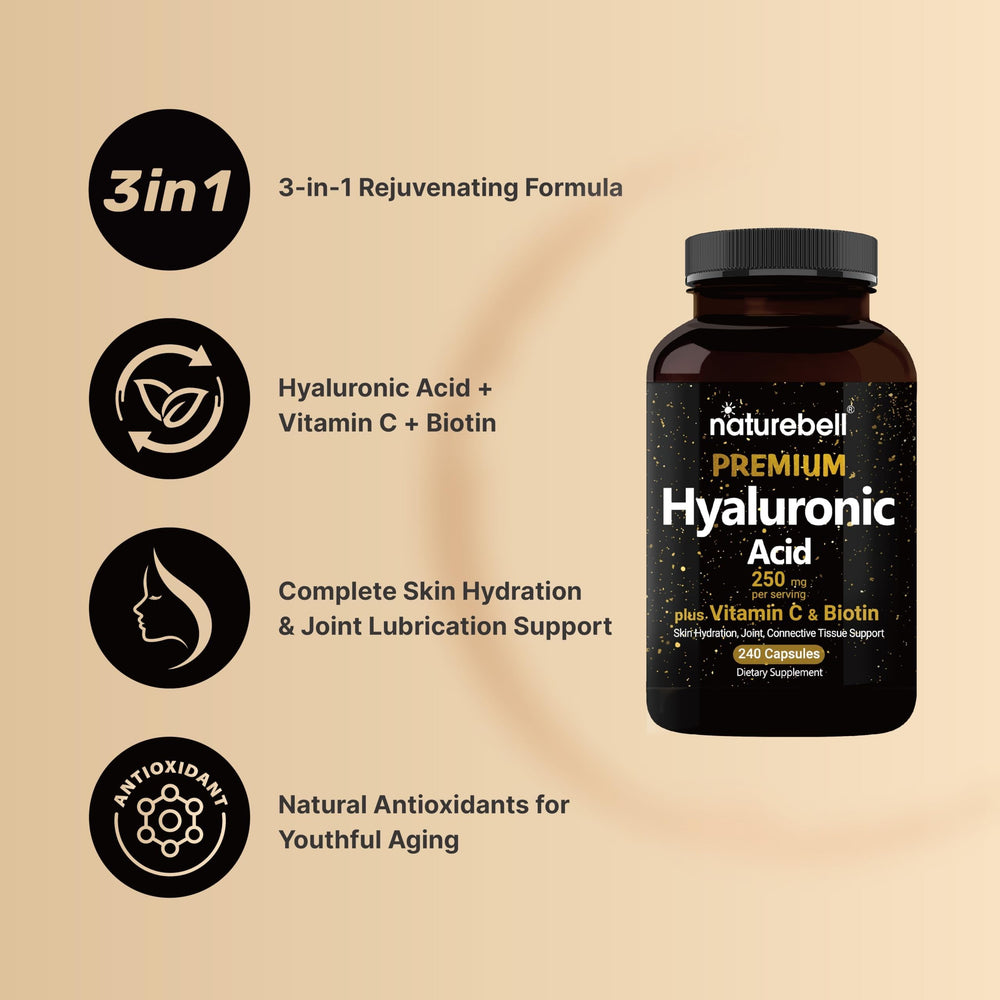 NatureBell Hyaluronic Acid 250mg nutrition facts panel