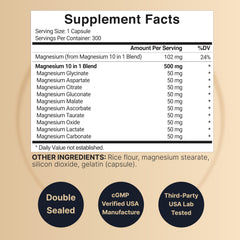 Close-up of NatureBell Magnesium Complex 500mg capsules