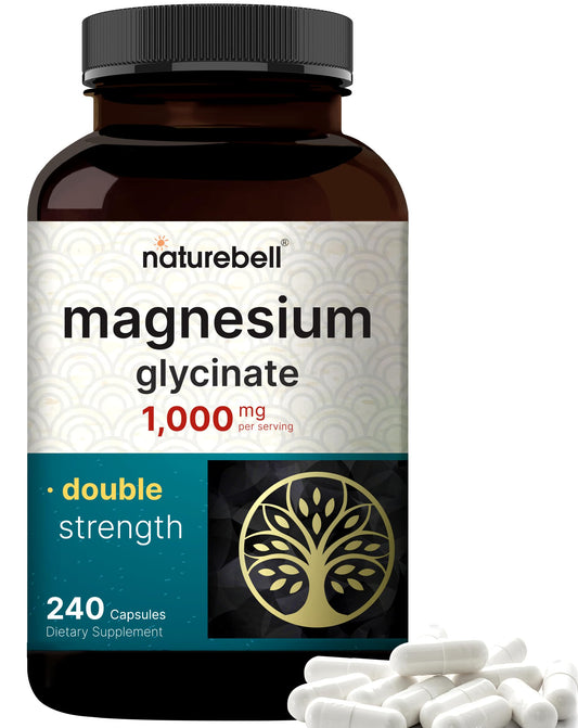 NatureBell Magnesium Glycinate 1000mg bottle and front view