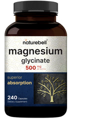 NatureBell Magnesium Glycinate 500mg capsules bottle - 240 count (hero image)