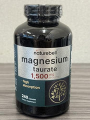 Close-up of NatureBell Magnesium Taurate capsules