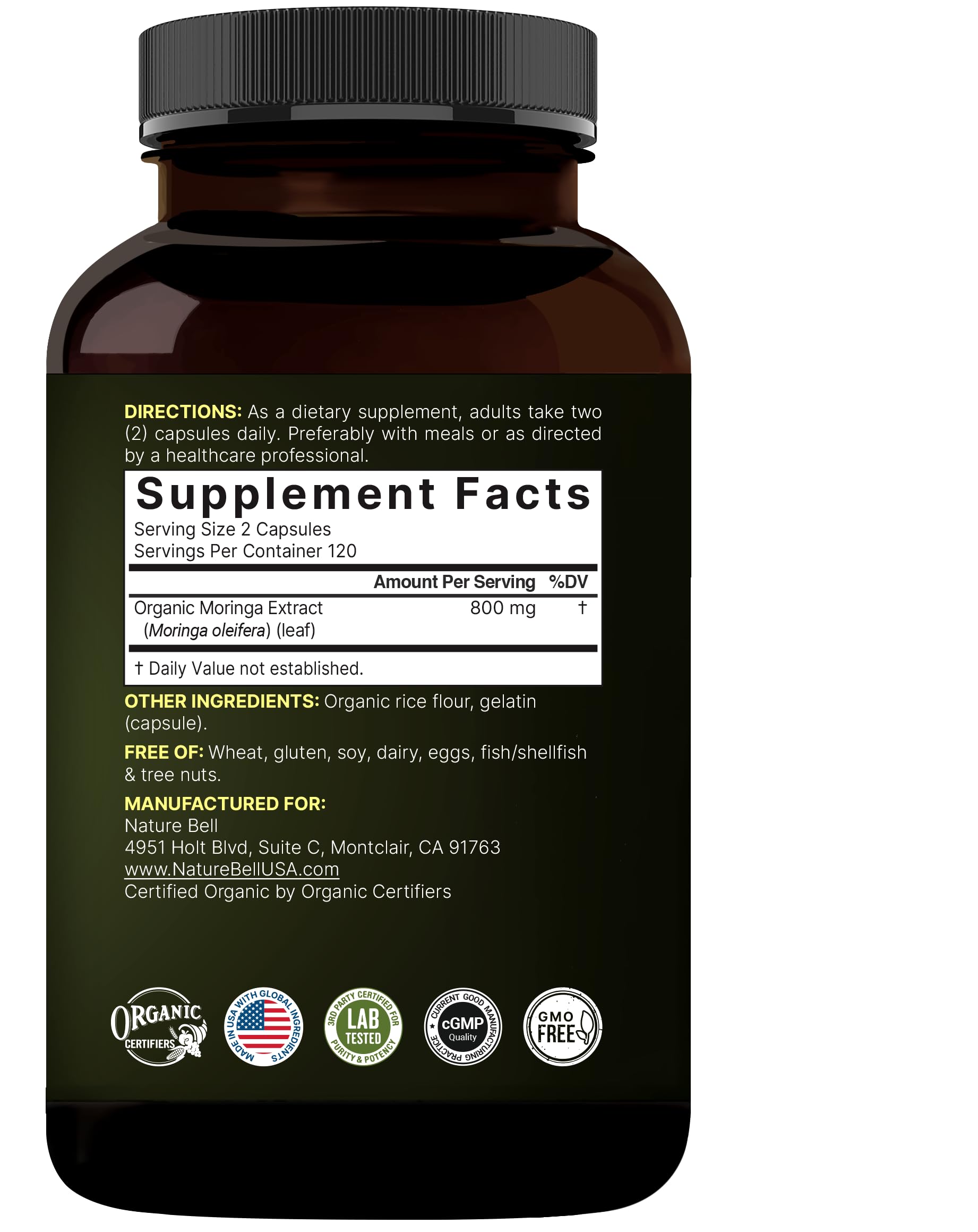NatureBell Moringa bottle packaging