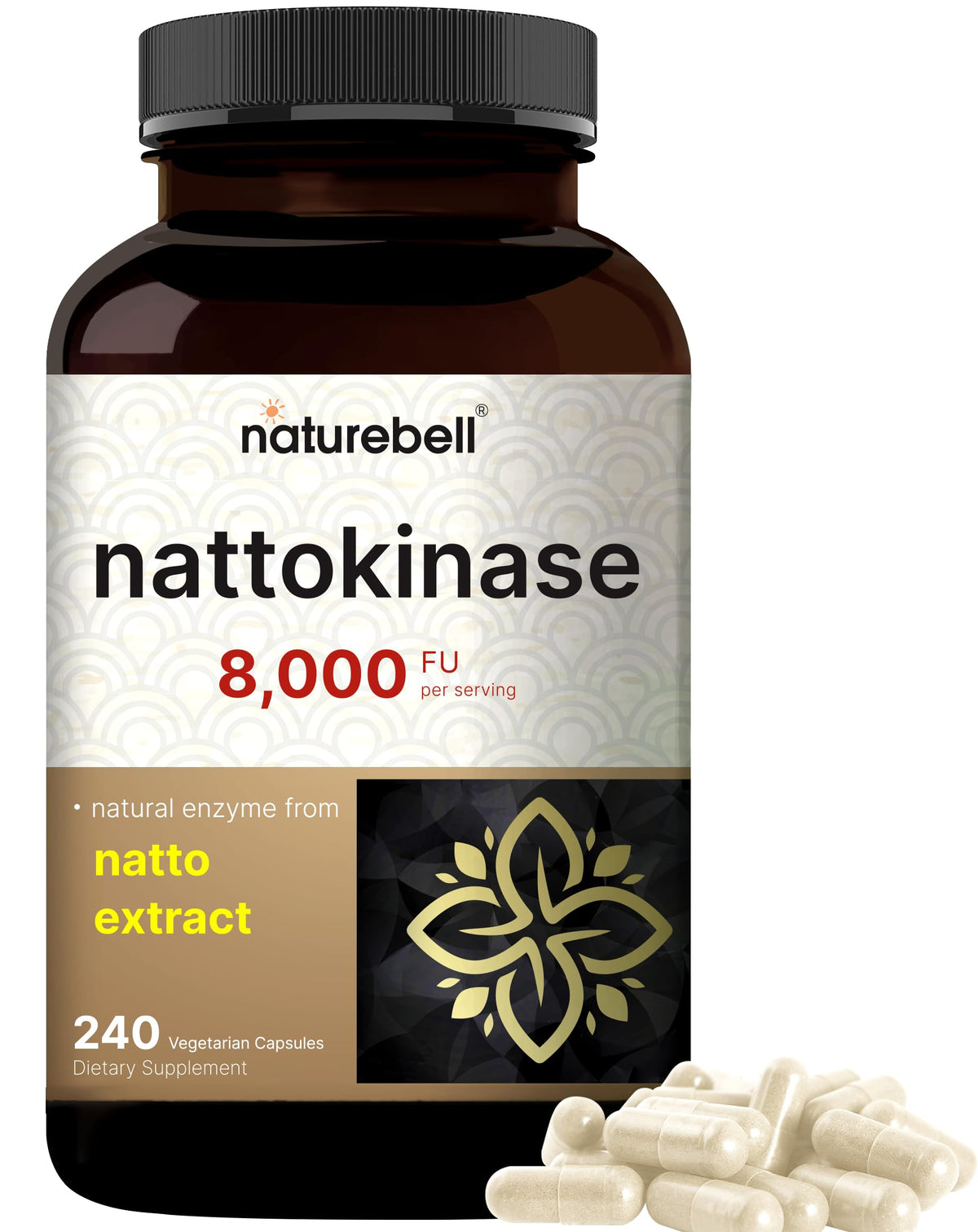 Bottle of NatureBell Nattokinase 8,000 FU with Natto extract