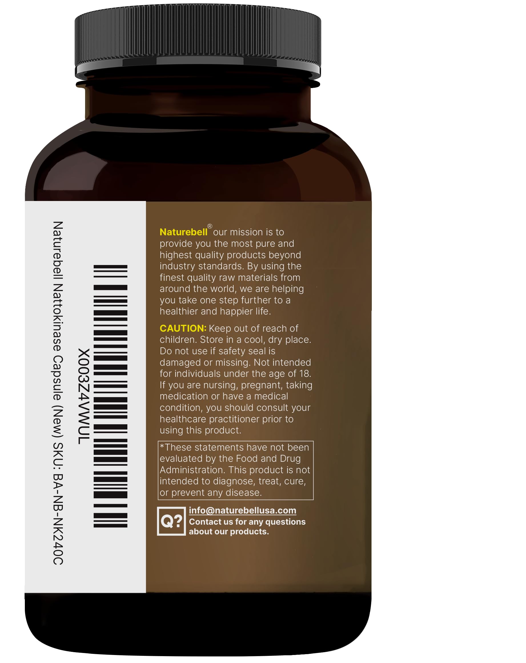Free from dairy, gluten, eggs, fish and tree nuts on NatureBell nattokinase
