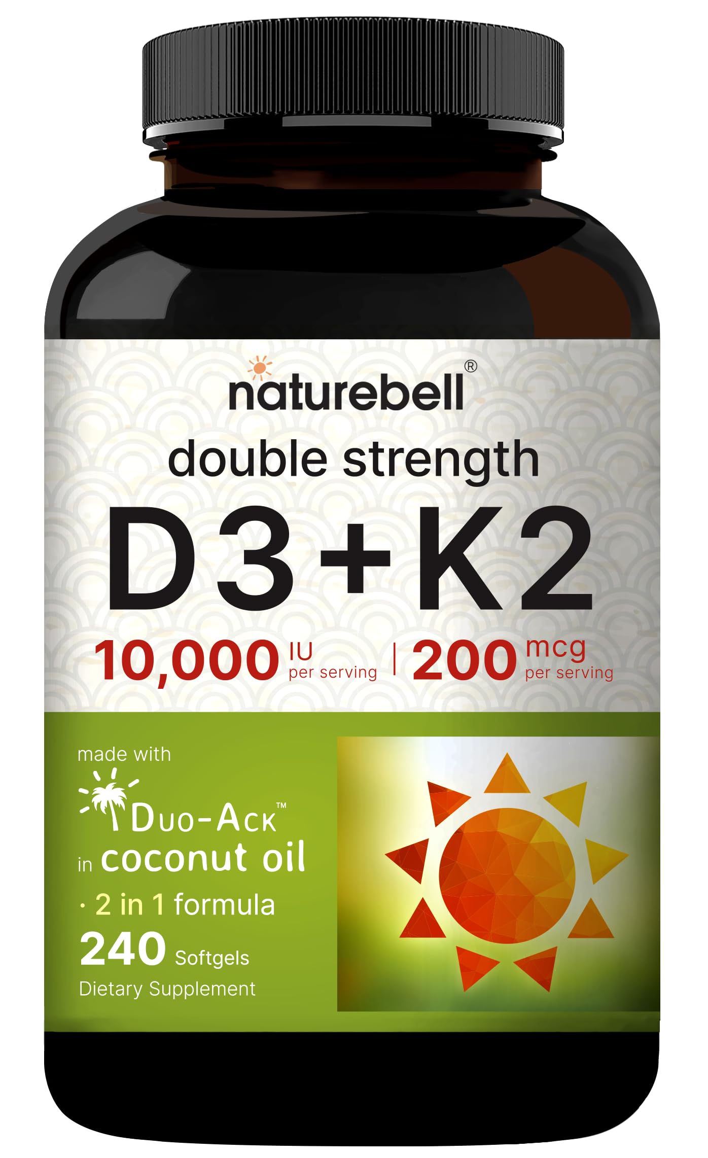 Authentic non-GMO D3 K2 supplement label