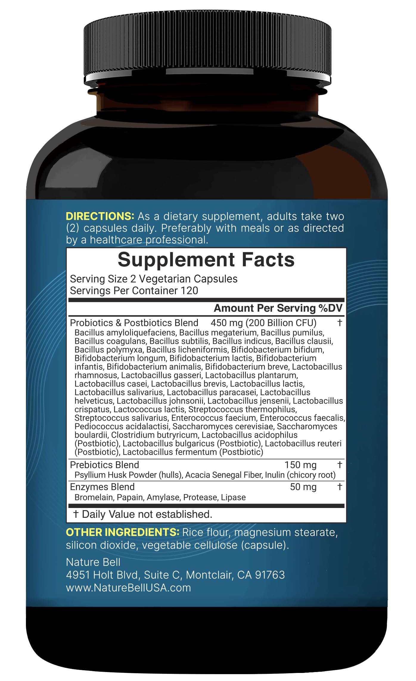 Non-GMO and allergen-free labeling on bottle
