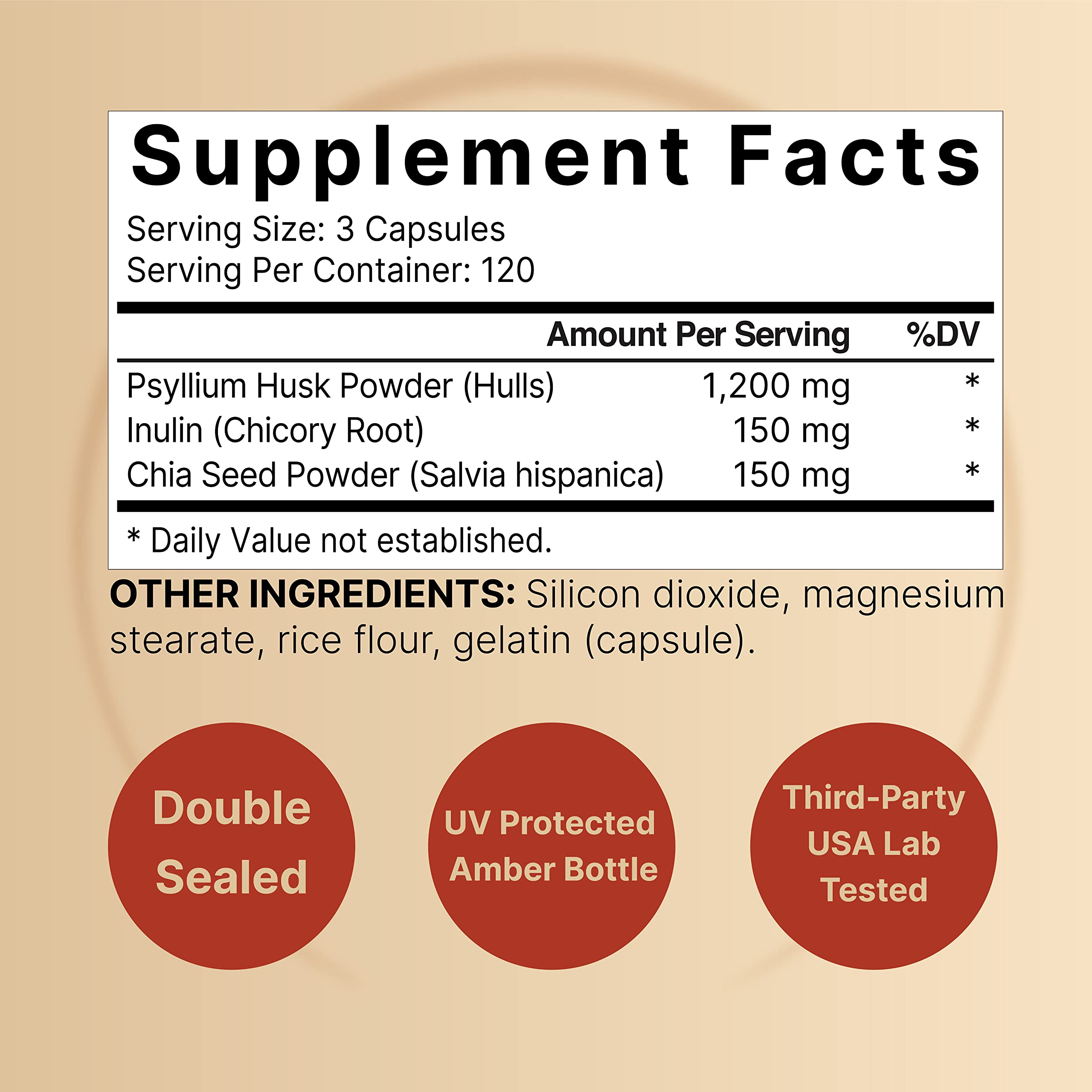 Close-up of NatureBell psyllium husk capsules