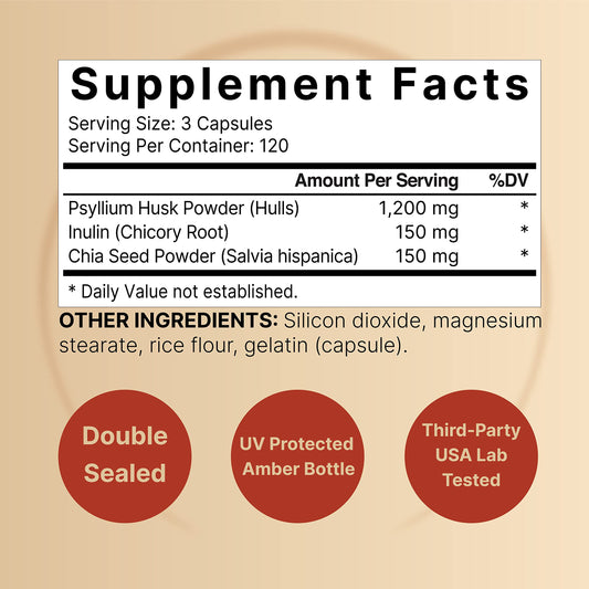Close-up of NatureBell psyllium husk capsules